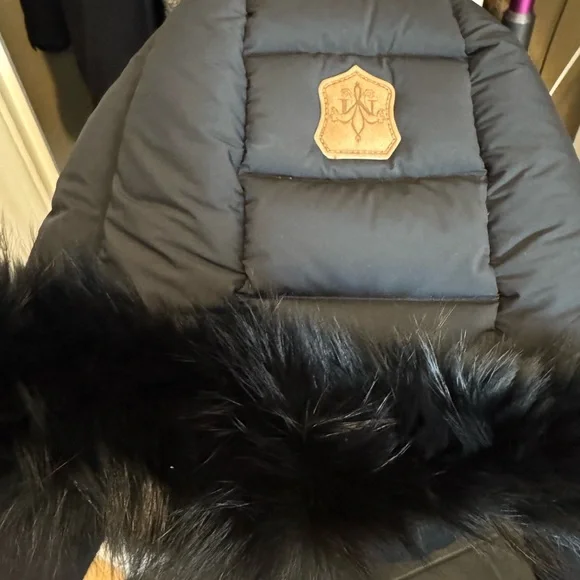 Mackage Black Puffer Jacket with Fur Trim XXS - Picture 3 of 6